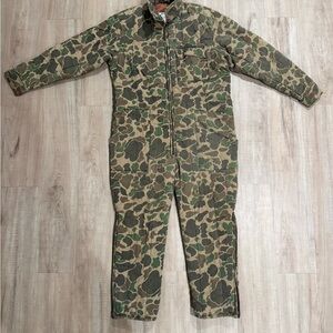 Trophy Club Jumpsuit Men's Medium Green Camouflage Outdoor Vintage Classic Sz L
